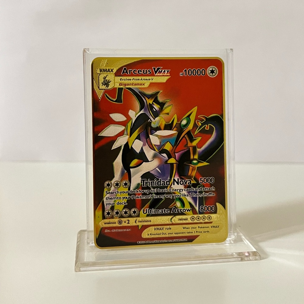 Pokemon Arceus VMAX Gold Metal Card Collectible/Gift/Fan Art